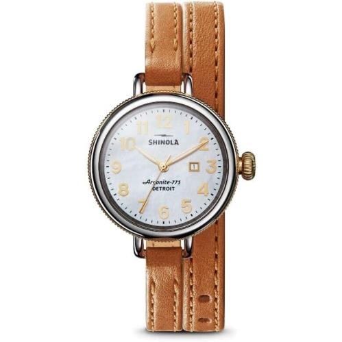 Shinola The Birdy Mother Of Pearl Brown Leather Strap Women`s Watch S0120266489