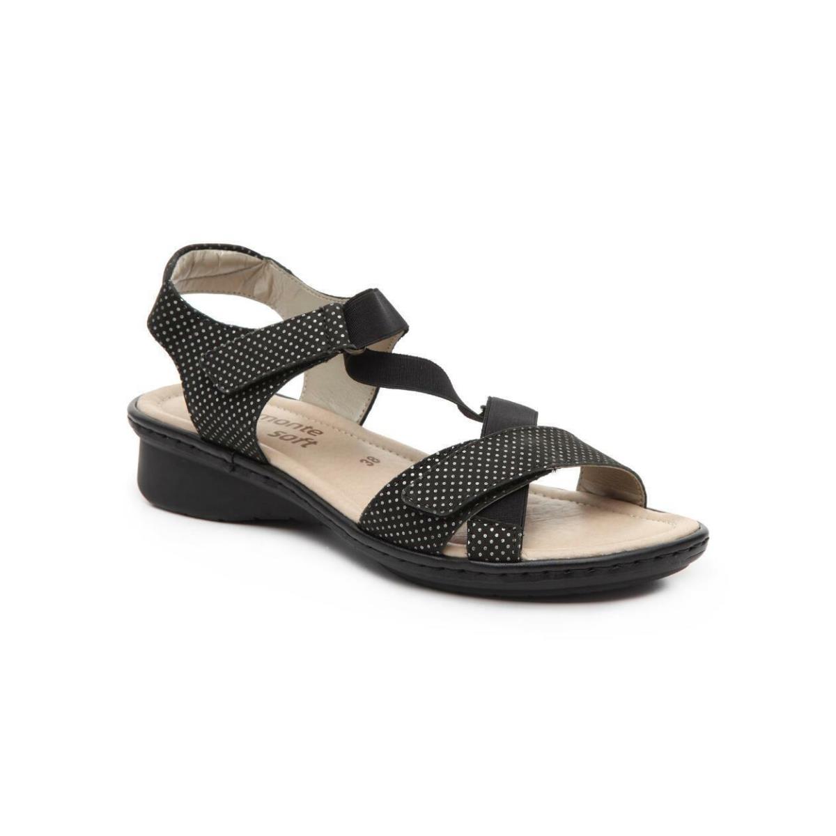 Rieker Black Dots Leather Comfort Sandals Size 8.5 M 40