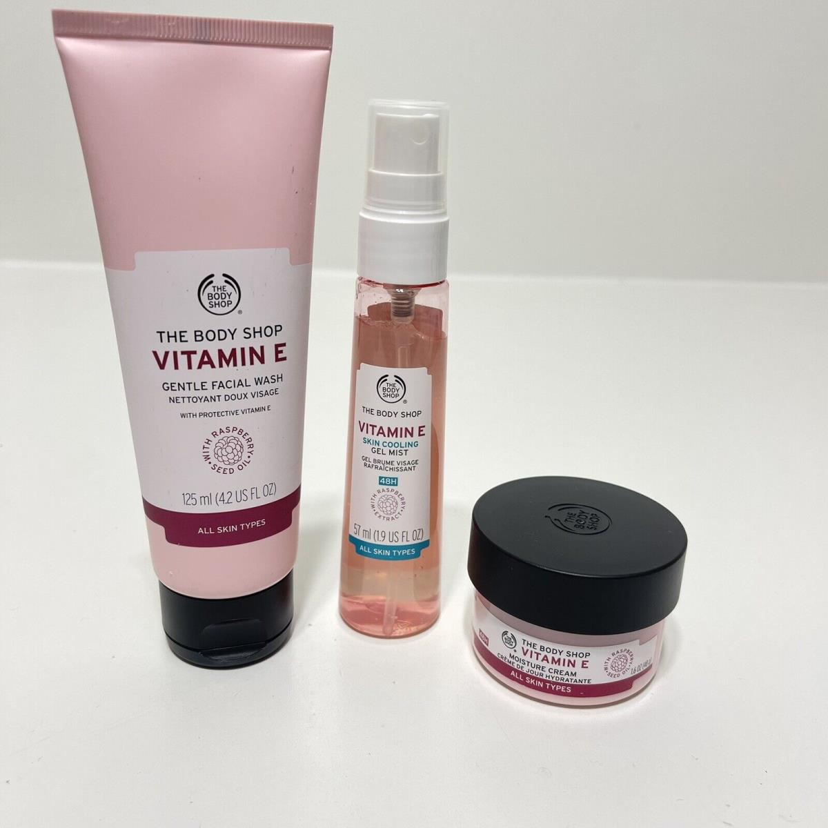 The Body Shop Vitamin E Bundle Facial Wash Gel Mist Moisture Cream