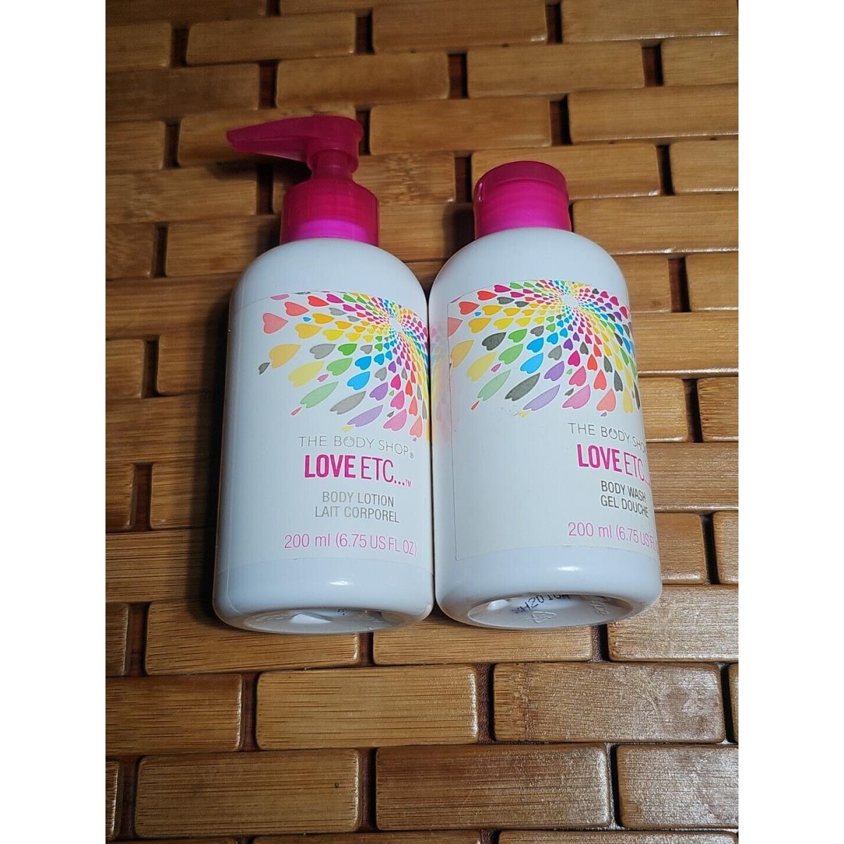 The Body Shop Love Body Lotion and Body Wash 6.75 Fl Oz. Rare