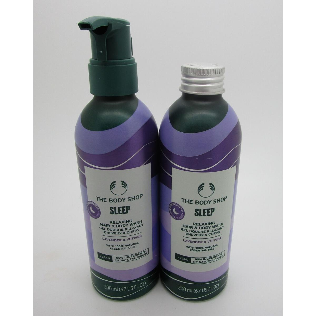 The Body Shop Sleep Relaxing Hair Body Wash Lavender Vetiver - Lot of 2