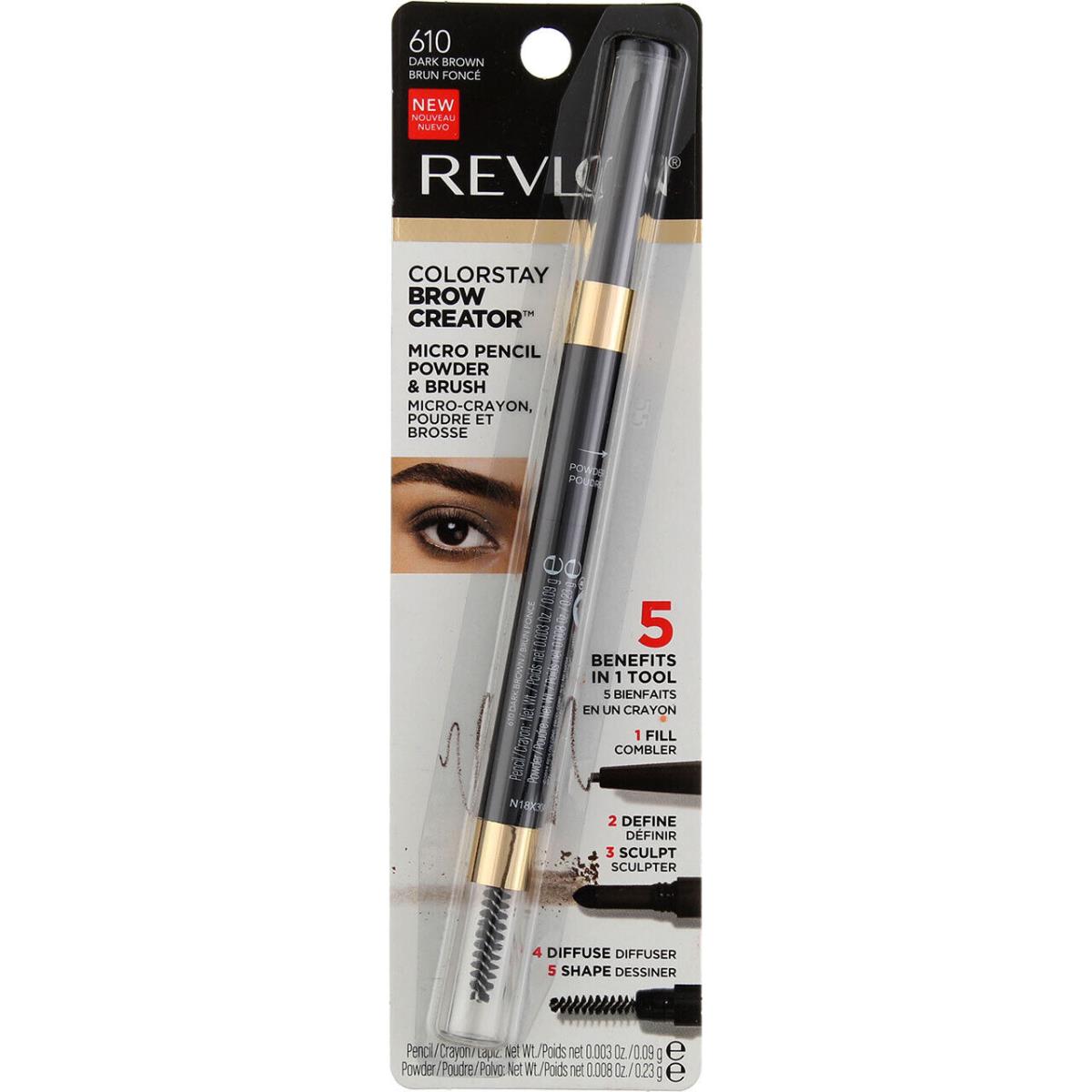 4 Pack Revlon Colorstay Brow Creator Dark Brown 610 0.003 oz