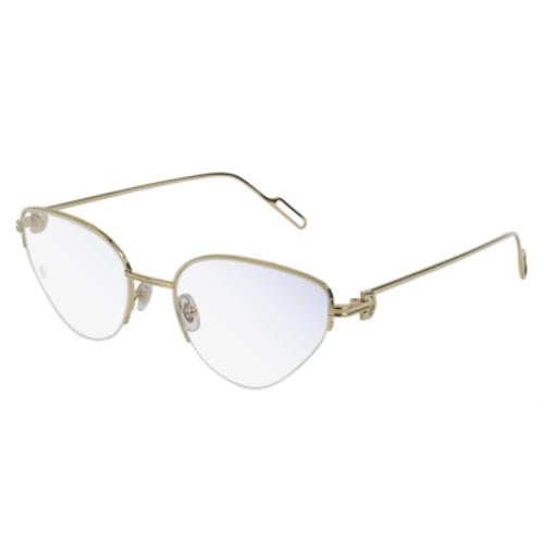 Cartier Eyeglasses CT0157O-002 Premiere Gold Frame Clear Lenses