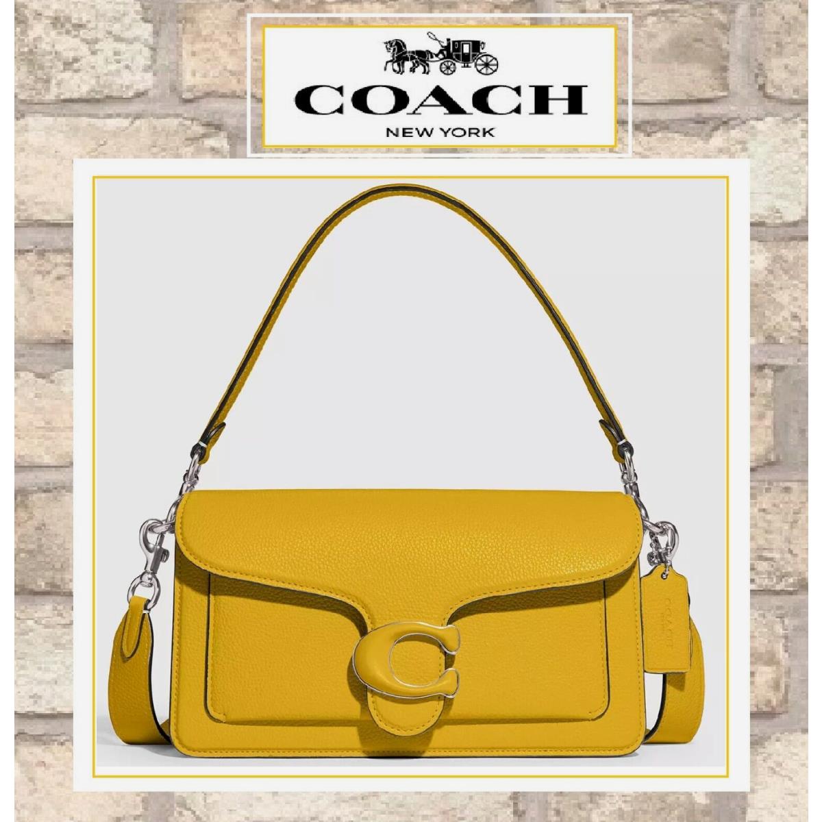 Coach Tabby 26 CH735 Satchel X-body Clutch In Canary Pebbled Leather Silver