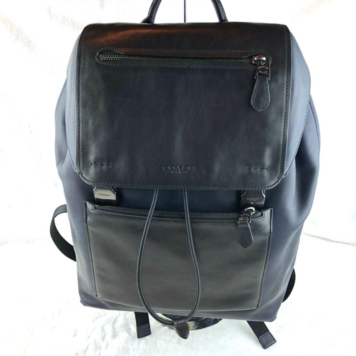 Coach Sportcalf Manhattan Backpack Navy/black 72338 Retail