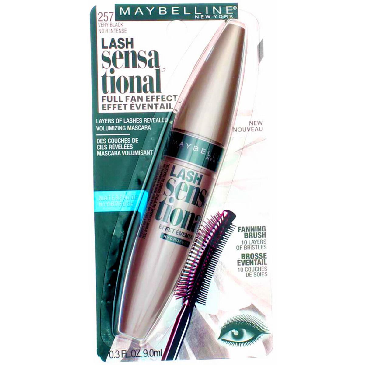 4 Pack Maybelline Lash Sensational Waterproof Mascara Very Black 257 0.3 fl oz