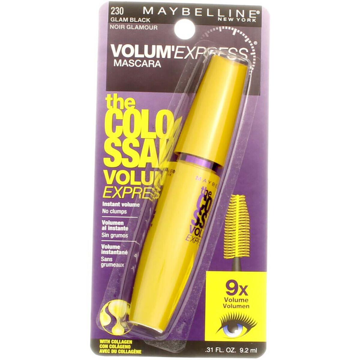 24 Pack Maybelline Volum` Express The Colossal Washable Mascara Glam Black