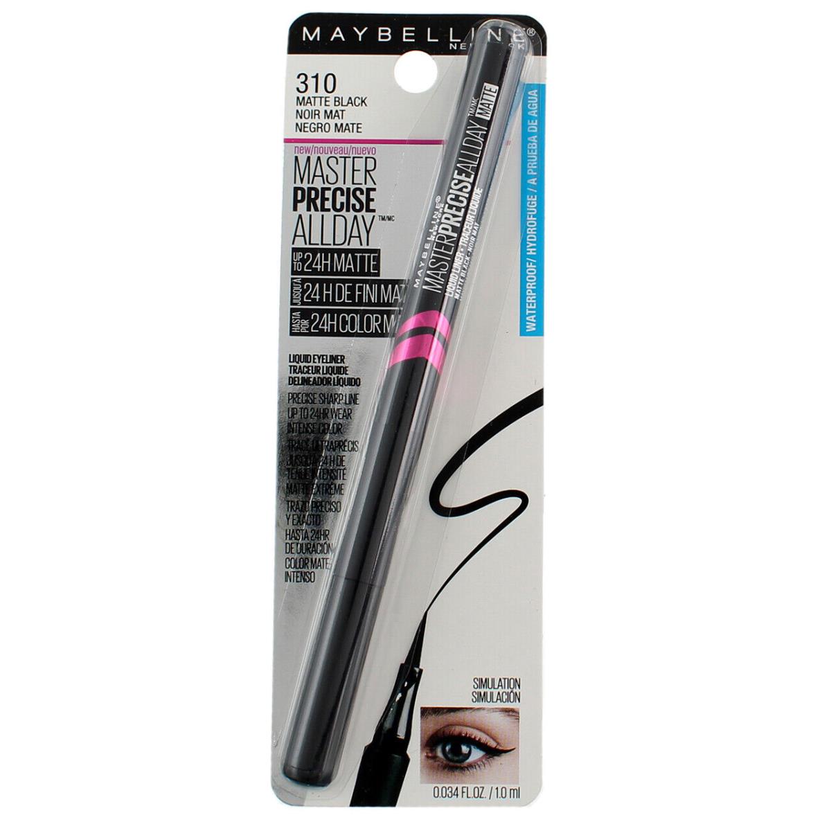 6 Pack Maybelline Master Precise Liquid Eyeliner Matte Black 0.034 fl oz