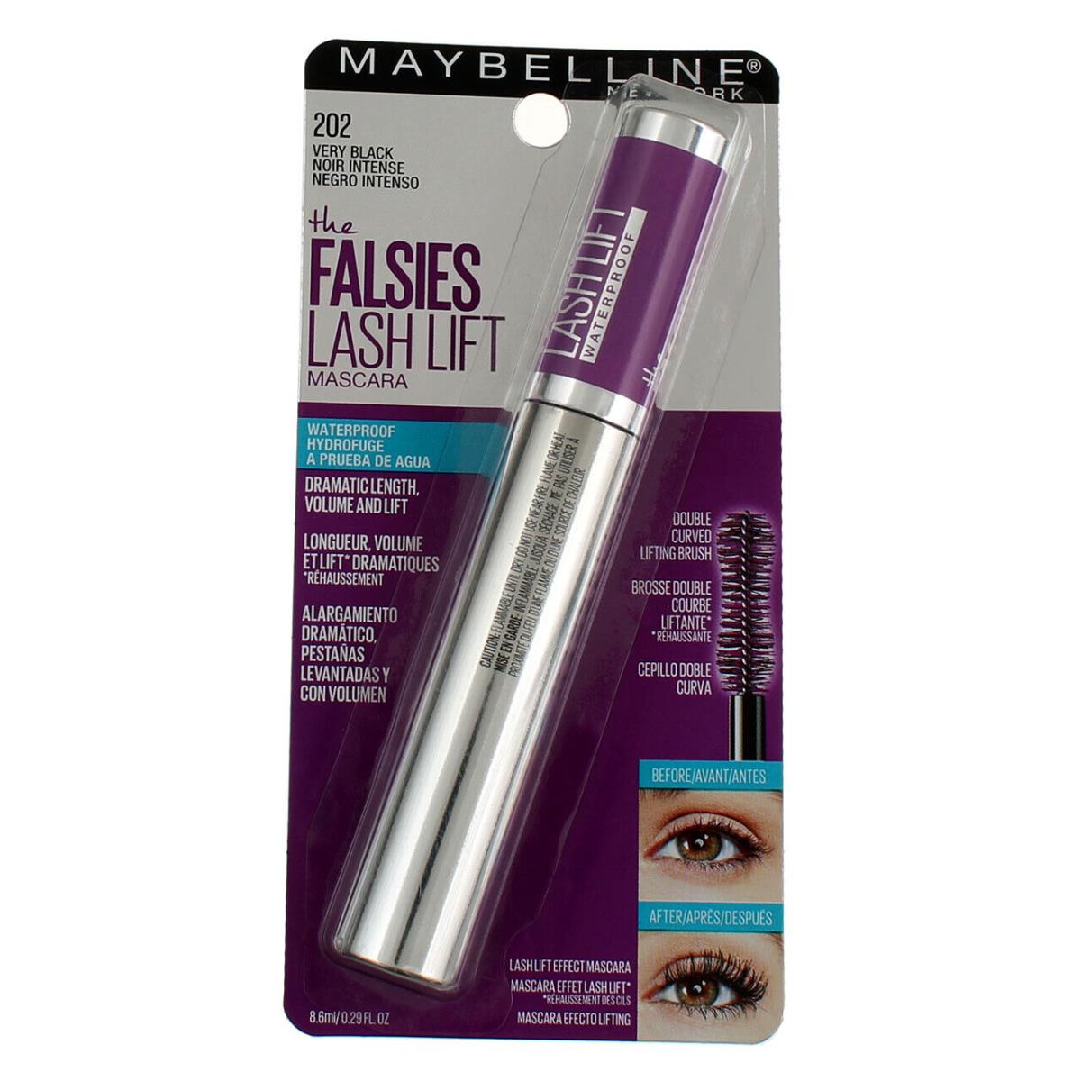 6 Pack Maybelline The Falsies Lash Lift Mascara Very Black 0.29 fl oz