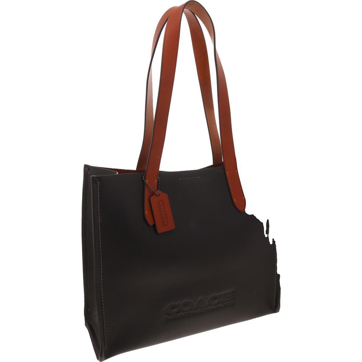 Coach Mens Relay Black Leather Pebbled Tote Shoulder Bag Large Bhfo 8557