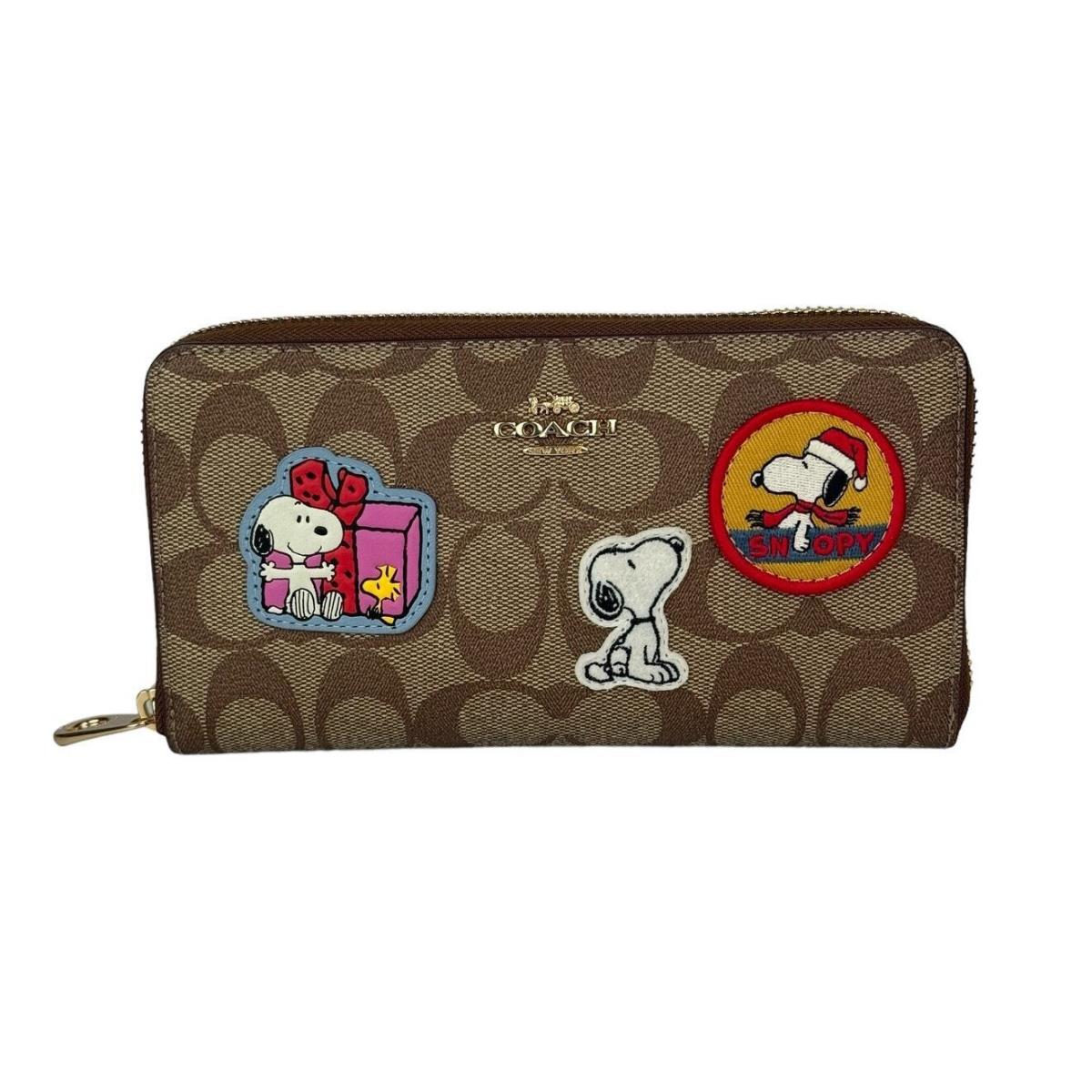 Coach X Peanuts Long Zip Around Wallet In Signature Canvas with Patches