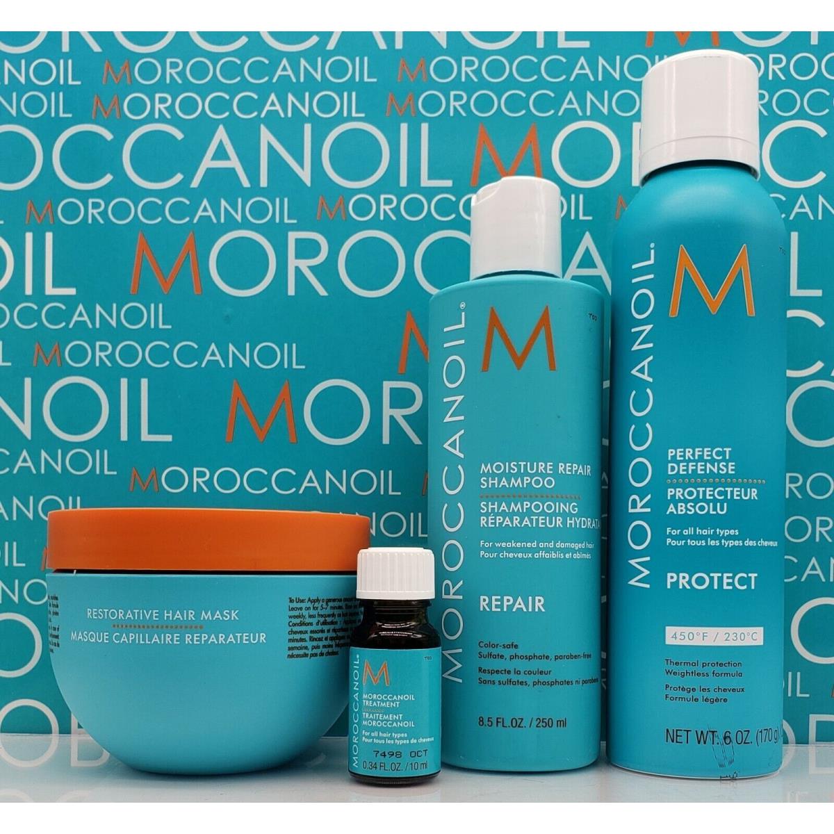 Moroccanoil Moisturizing Shampoo Heat Defense Spray and Restorative Mask Set