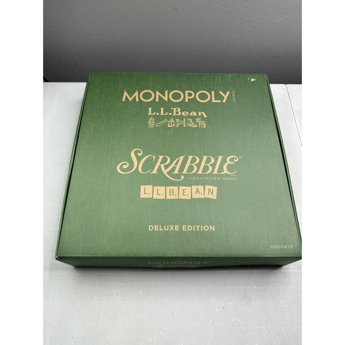 L.l. Bean Deluxe Edition Scrabble Monopoly Board Game LL Wood Lazy Susan