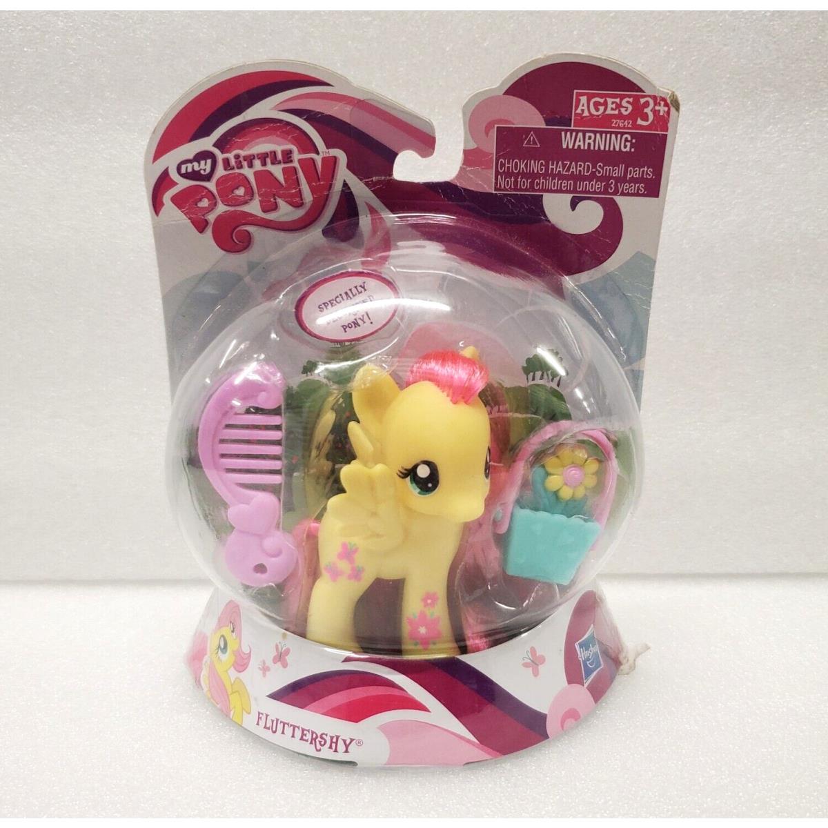 My Little Pony Fluttershy 2010 Yellow Hot Pink Toy Comb Flower Basket Butterfly