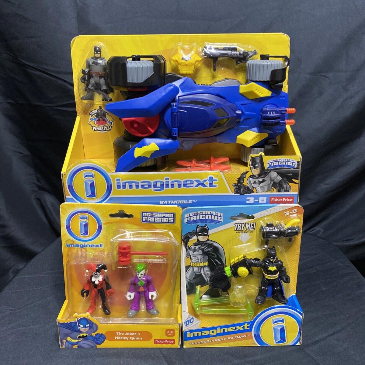 Imaginext DC Super Friends Thunder Punch Batman Batmobile Joker Harley QU