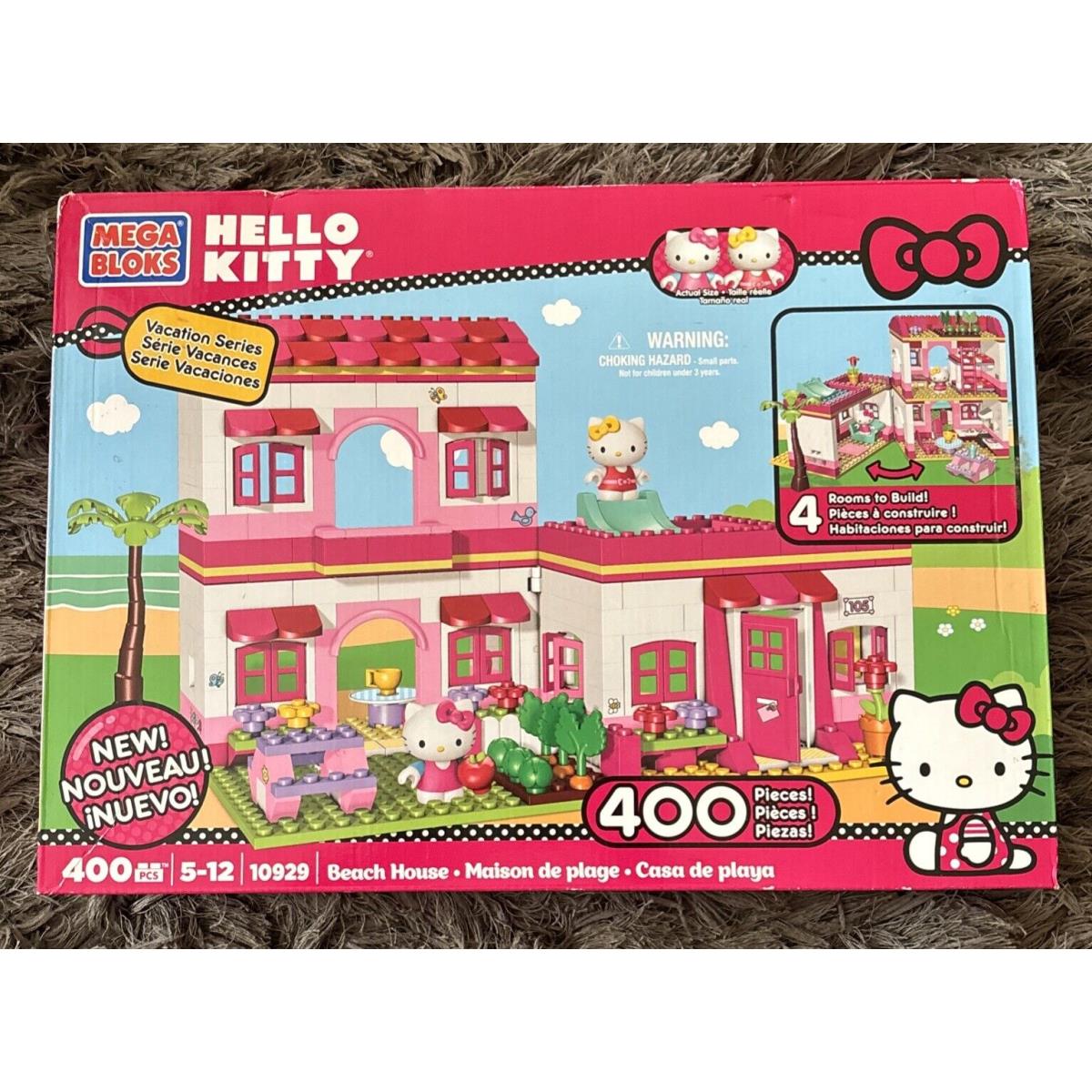 Mega Bloks 10929 Hello Kitty Beach House 400 Pcs Retired Vacation Series Set