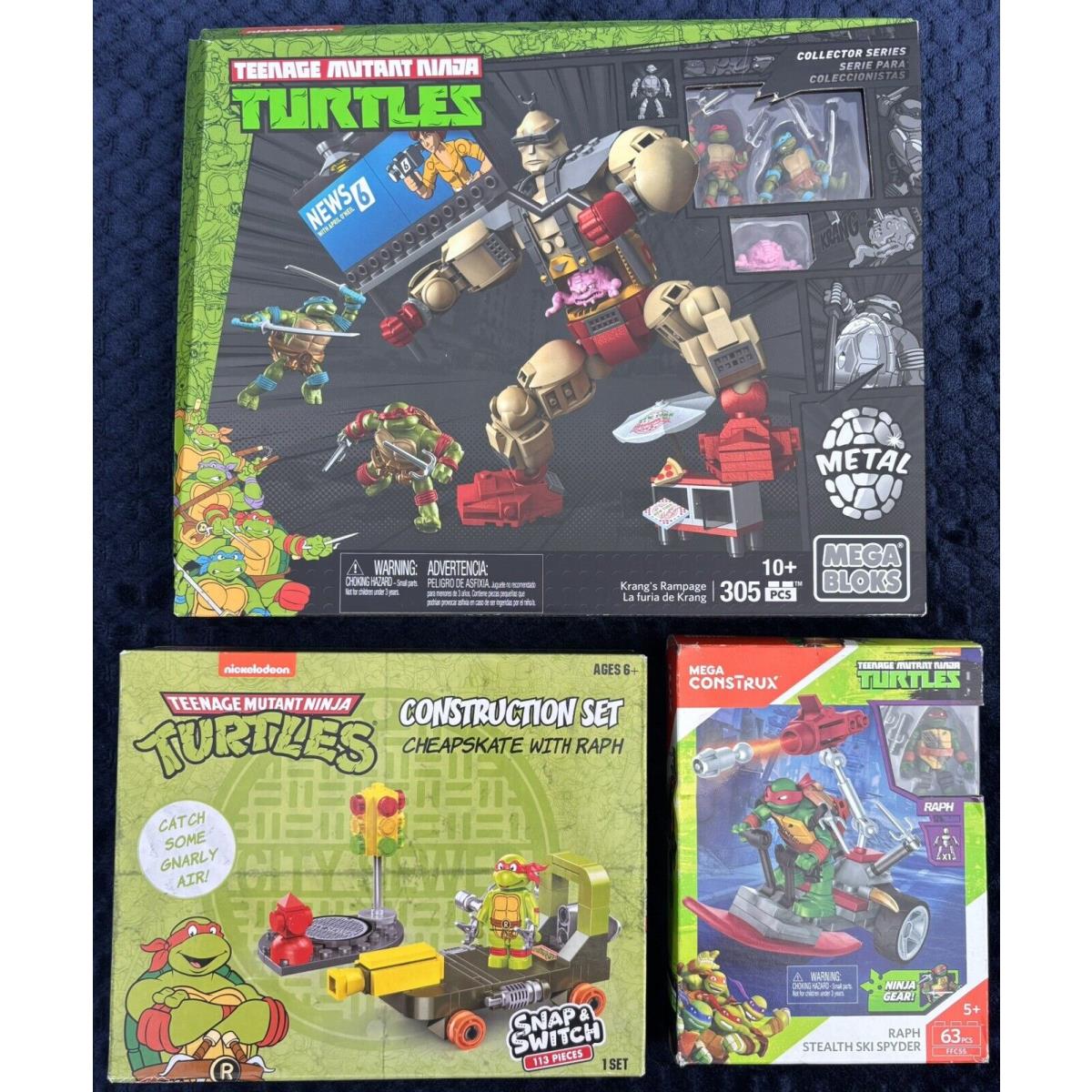 Mega-bloks Ninja Turtles Tmnt Krang`s Rampage + Cheapskate Raph + Ski Spyder