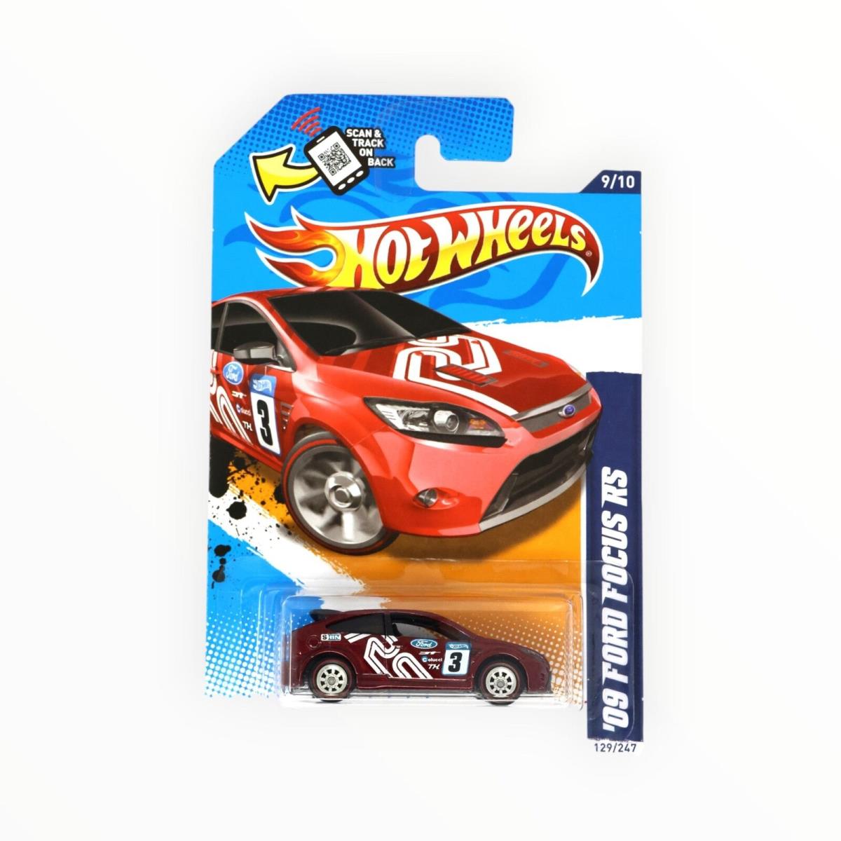 Hot Wheels `09 Ford Focus RS 129/247 - Super Treasure Hunt - 2012 Mainline A - Dark Red