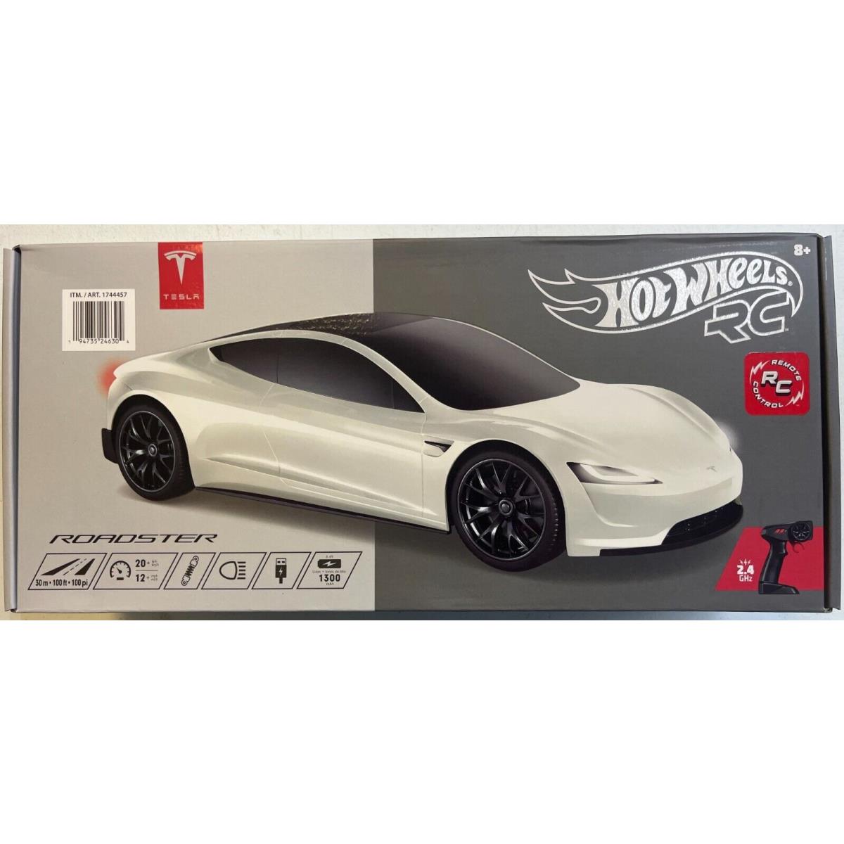 Tesla Roadster Remote Control Hot Wheels RC Car 1:10 Scale Choose Your Color White