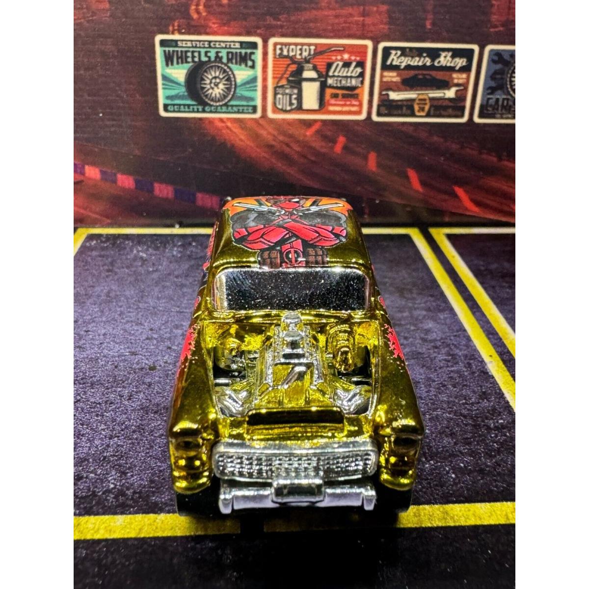 1:64 Doublegdiecast Custom 1955 Chevy Gasser - Hydrochome Deadpool Metallic Gold