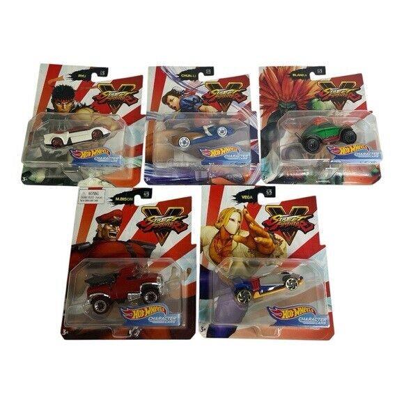 Mattel Hot Wheels Street Fighter V Character Red Blue Vehicles Set Collection