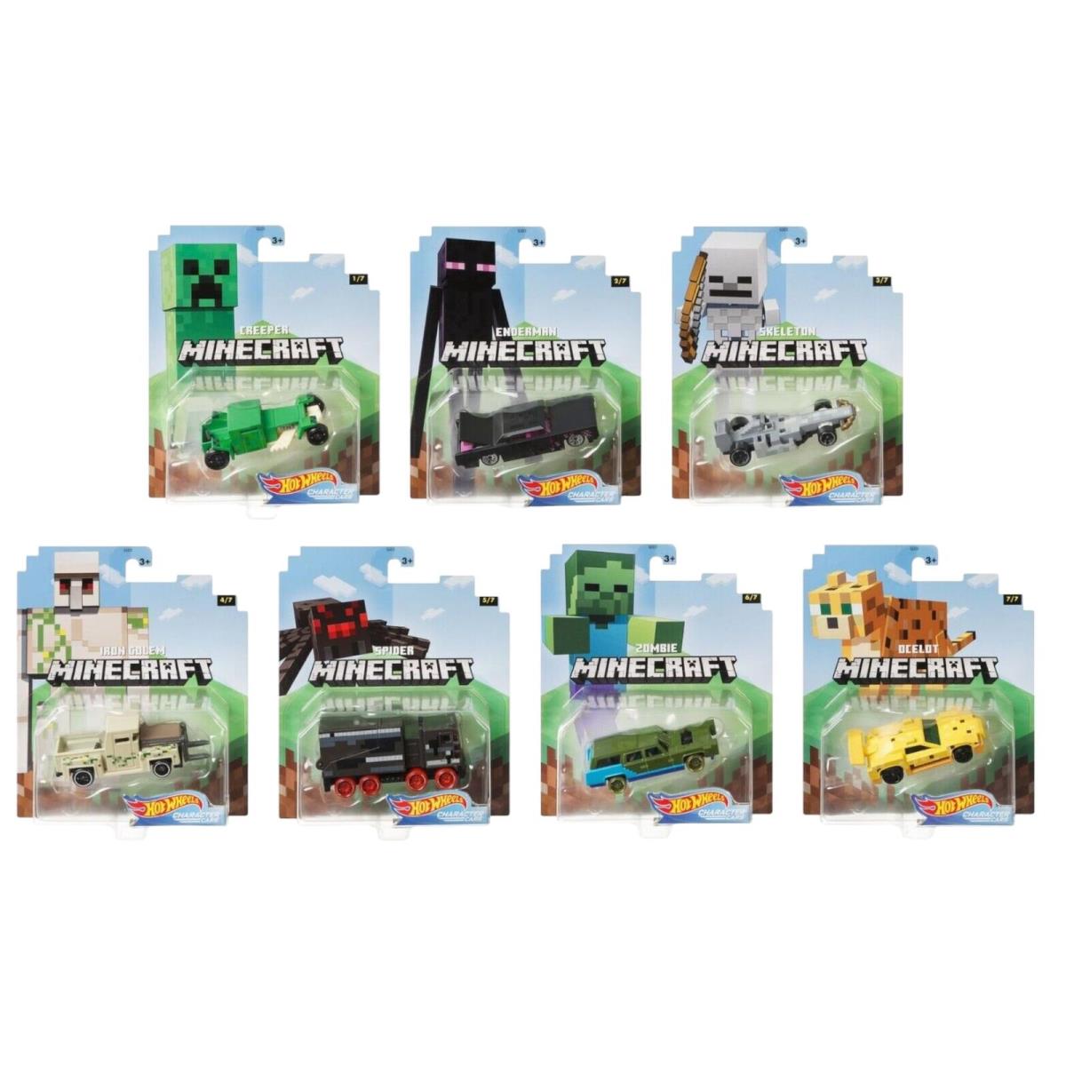 Hot Wheels 2020 1:64 Gaming Characters Cars Minecraft Complete Set of 7