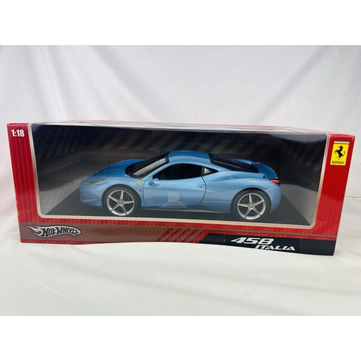 Hot Wheels Ferrari 458 Italia Sky Blue Scale 1:18 Diecast Model Car