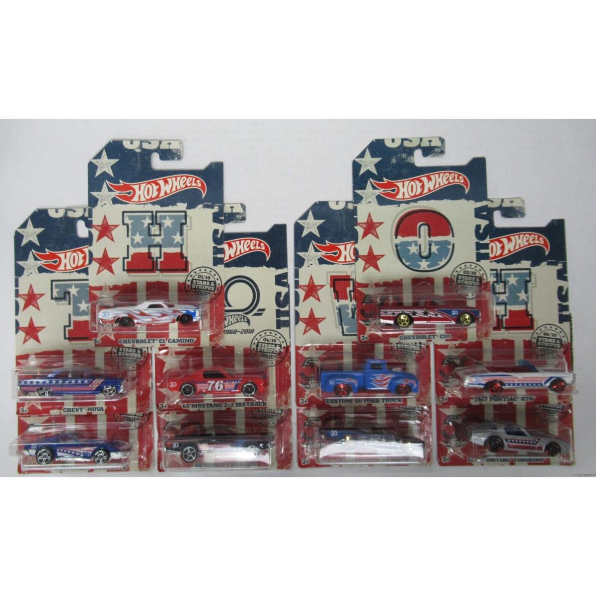 2018 Hot Wheels 50th Anniversary Stars Stripes Series Complete Set of 10