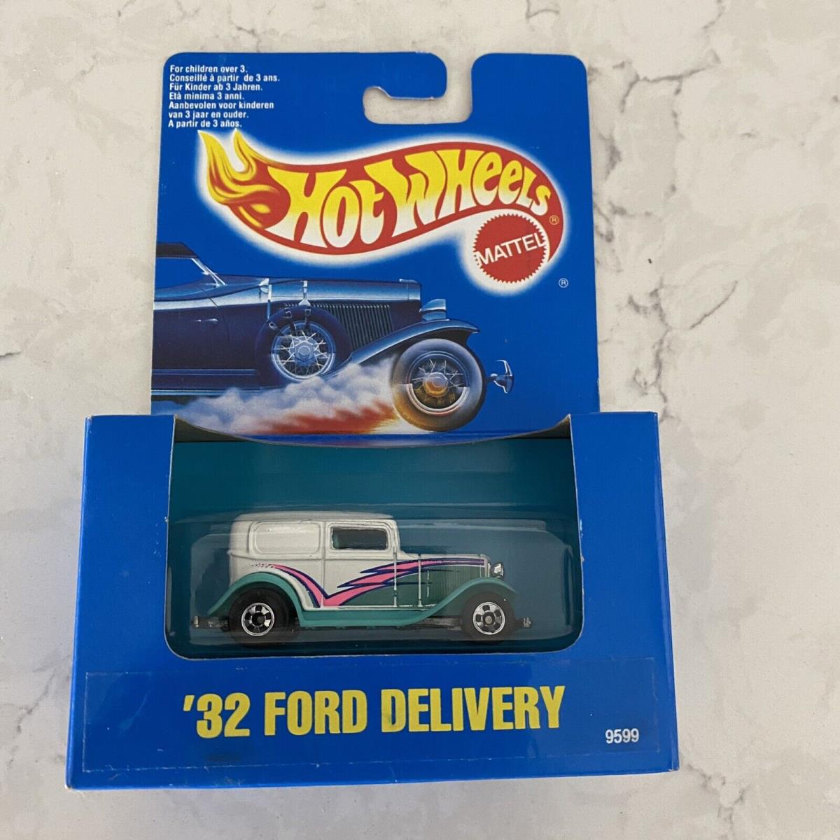 Hot Wheels `32 Ford Delivery 9599 Rare International Blue Box Card 1990