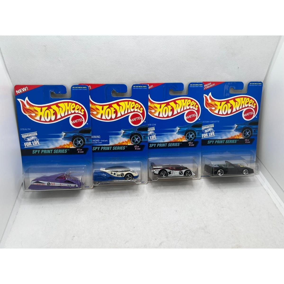 Hot Wheels Spy Print Series Complete 4 Car Series 1996