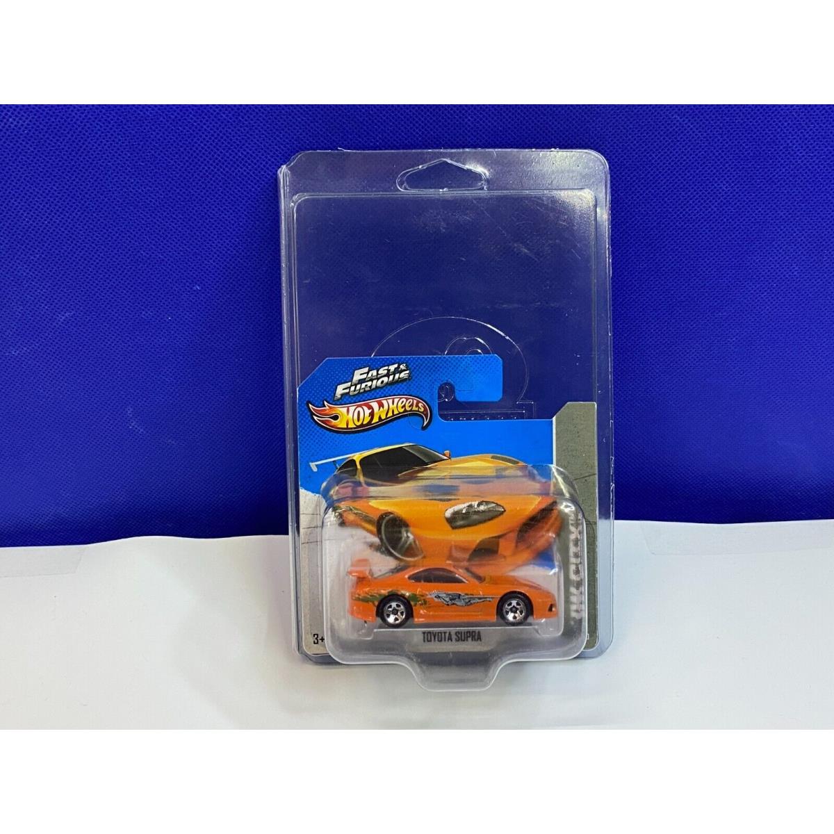 2013 Hot Wheels Fast Furious Short Card Orange Toyota Supra W/ Protecto