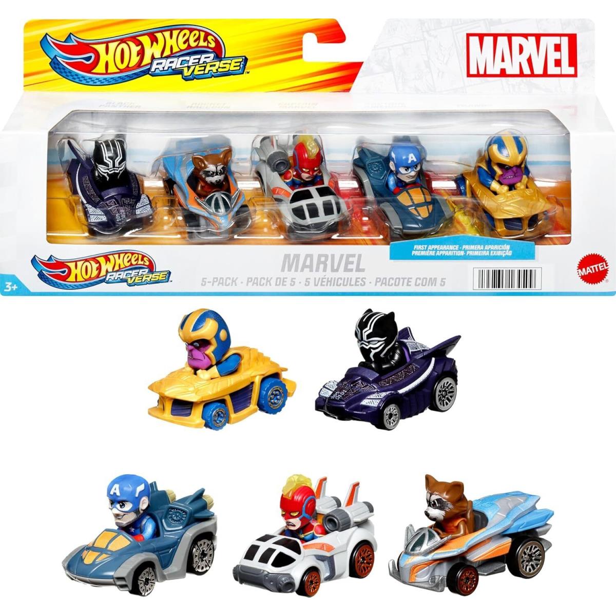 Hot Wheels Marvel Racerverse 5-Pack of Die-cast 1:64 Scale Toy Cars