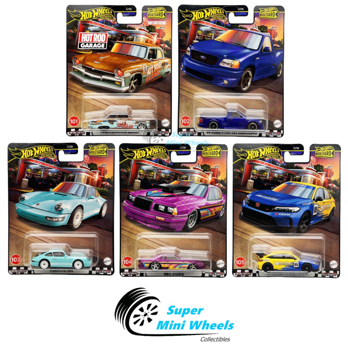 Hot Wheels Premium Boulevard W Case 101- 105 5 Cars Set