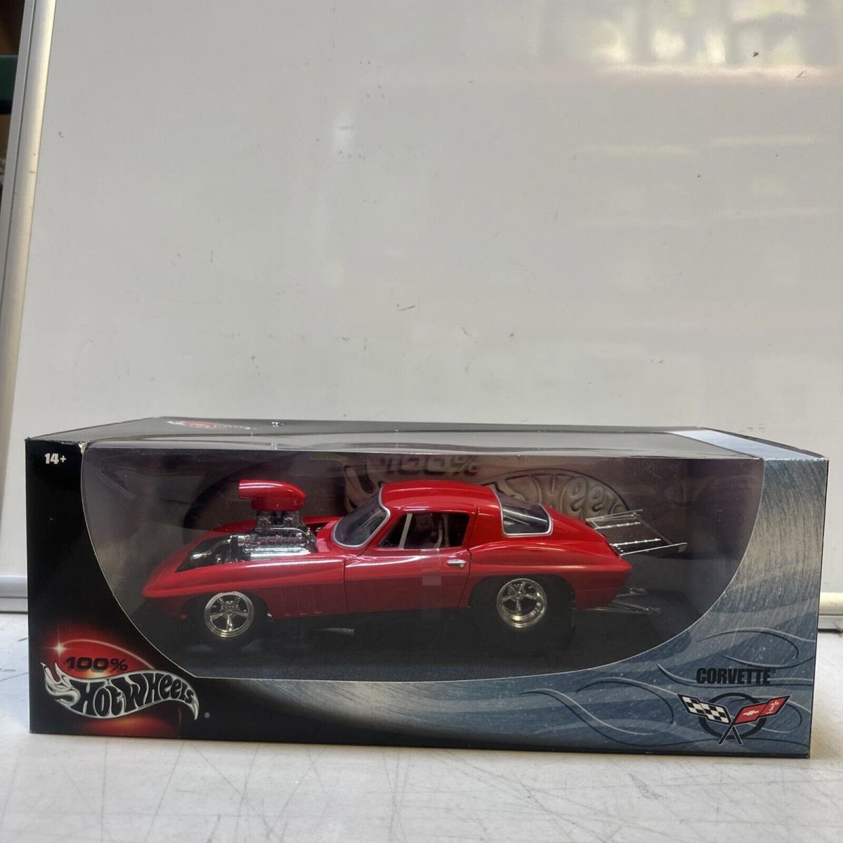 Hot Wheels 1/18 Scale 1966 Corvette Pro Street Red Diecast