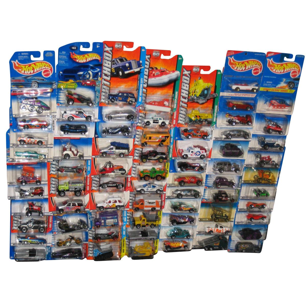 Hot Wheels and Matchbox Mattel Mixed Die-cast Toys -- Lot of 70 Cars