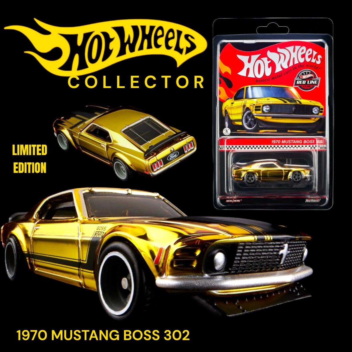 Hot Wheels Rlc 1970 Spectraflame Gold Ford Mustang Boss 302. Ships In Protector