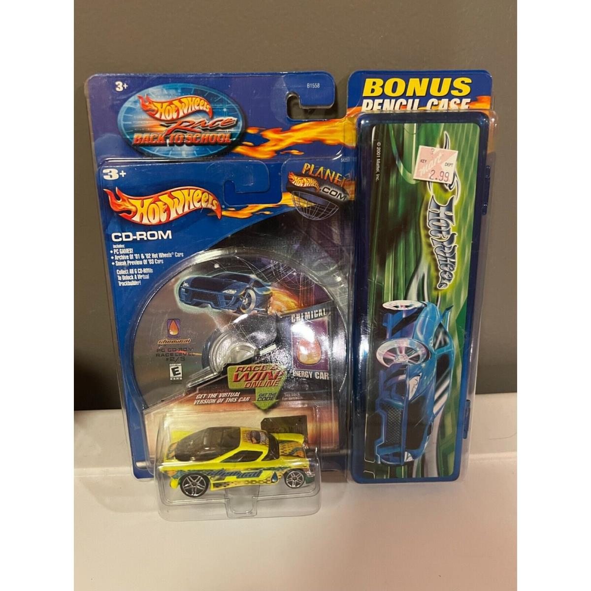 Hot Wheels Race Back to School Set Cd-rom Pencil Case Hot Wheels 2002