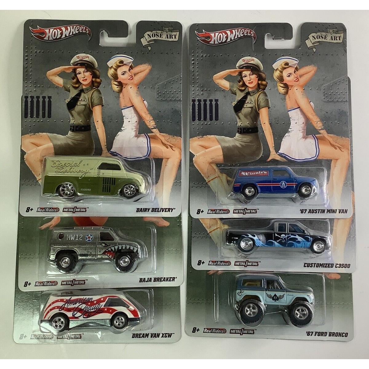 Hot Wheels 2012 Nostalgia Series Nose Art Complete Full Set of 6