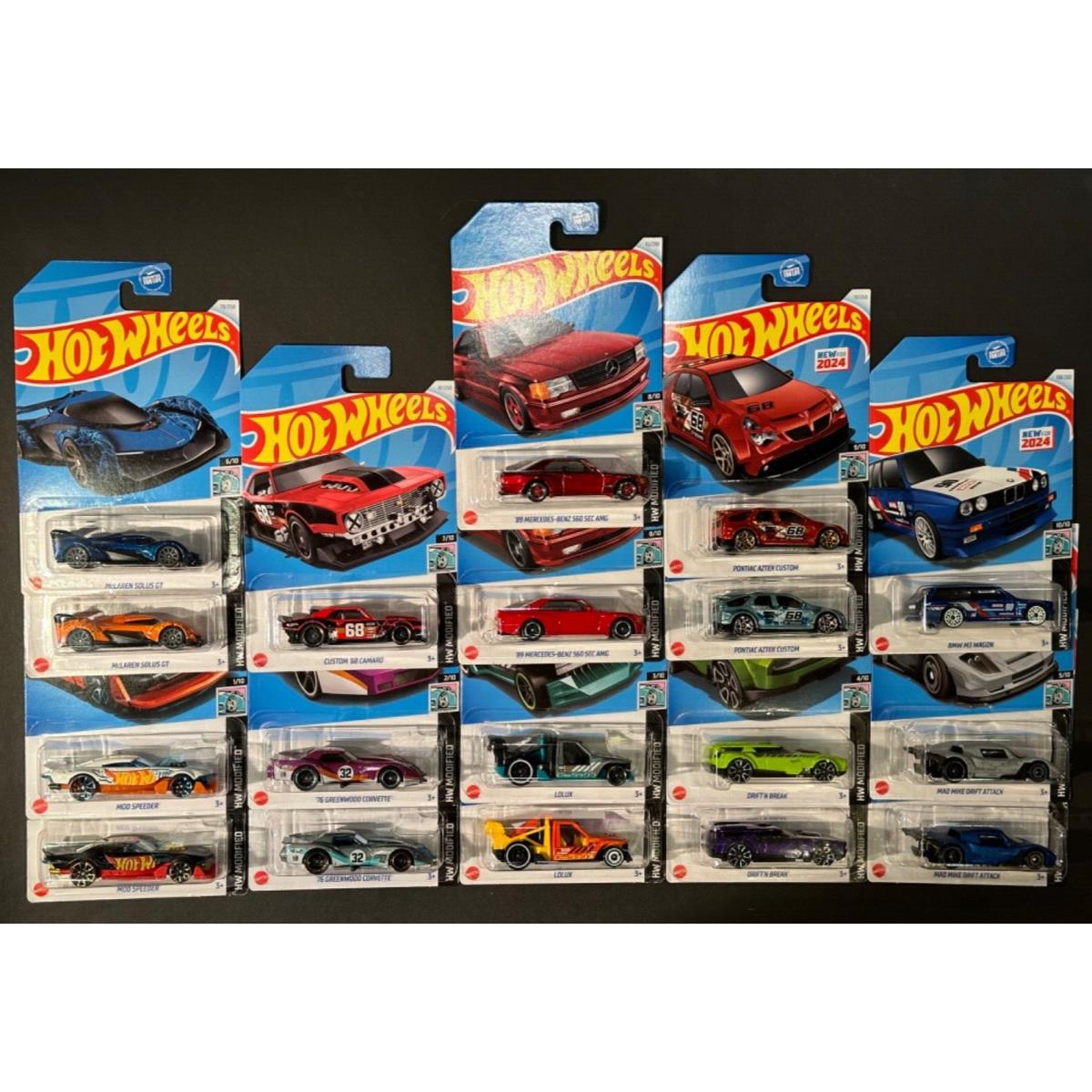 2024 Hot Wheels HW Modified Set OF 19 Cars 1 Mercedes Super Treasure Hunt