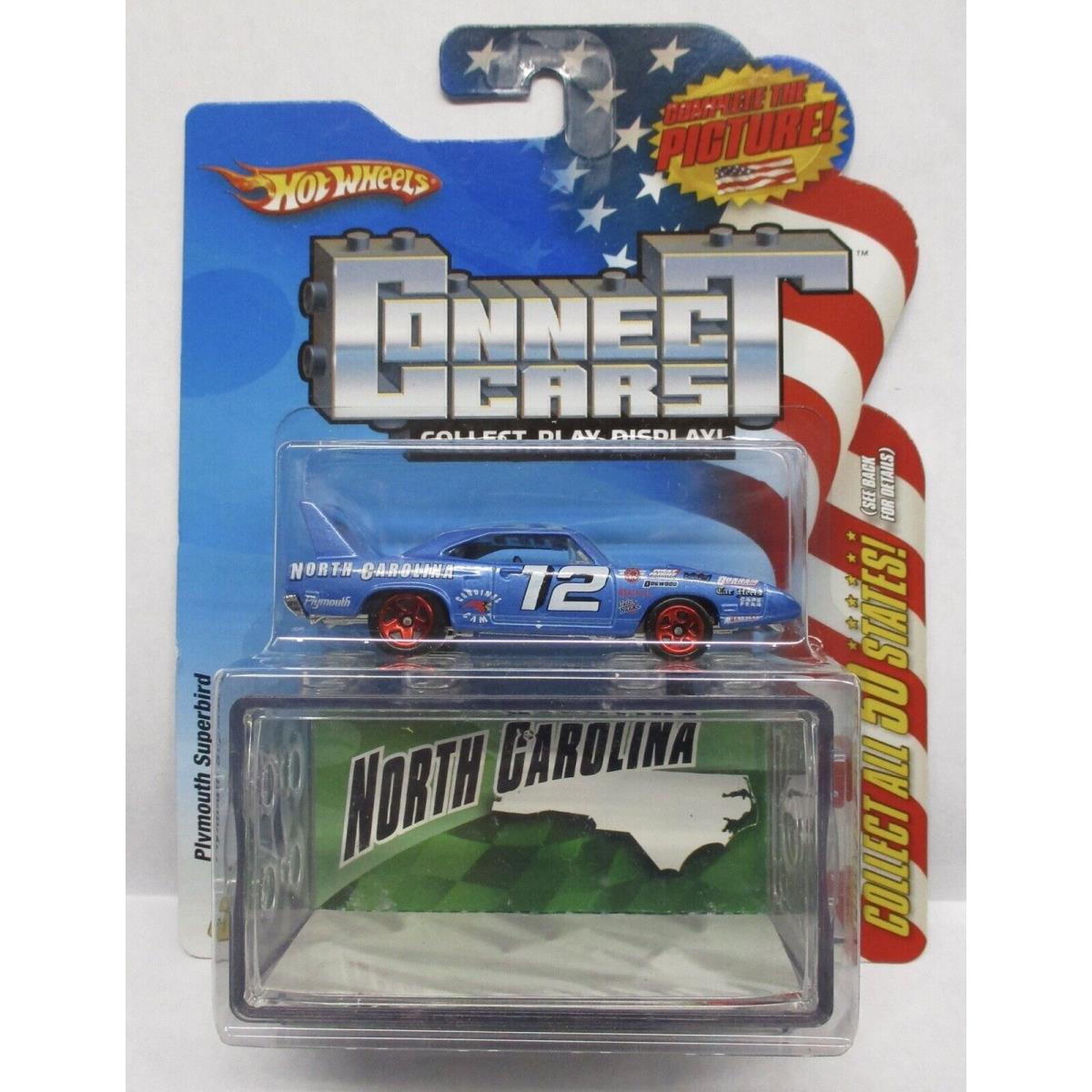 2008 Hot Wheels Connect Cars North Carolina Plymouth Superbird Blue 12 OF 50 DB