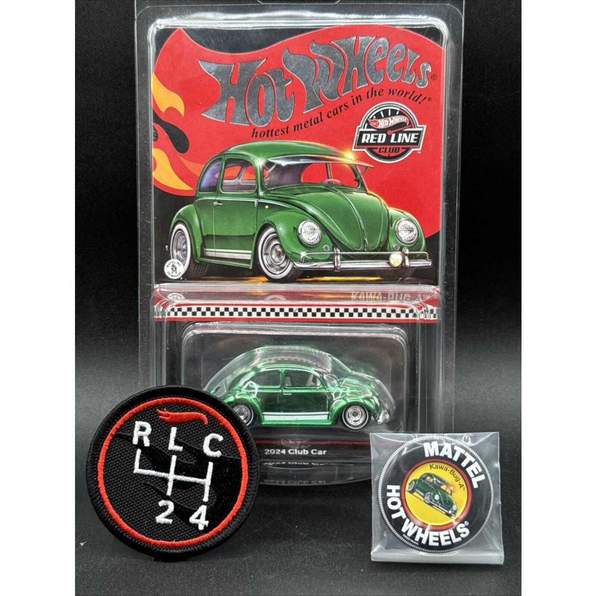 2024 Hot Wheels Green Kawa Bug A VW Volkswagen Rlc Membership Car Patch Button