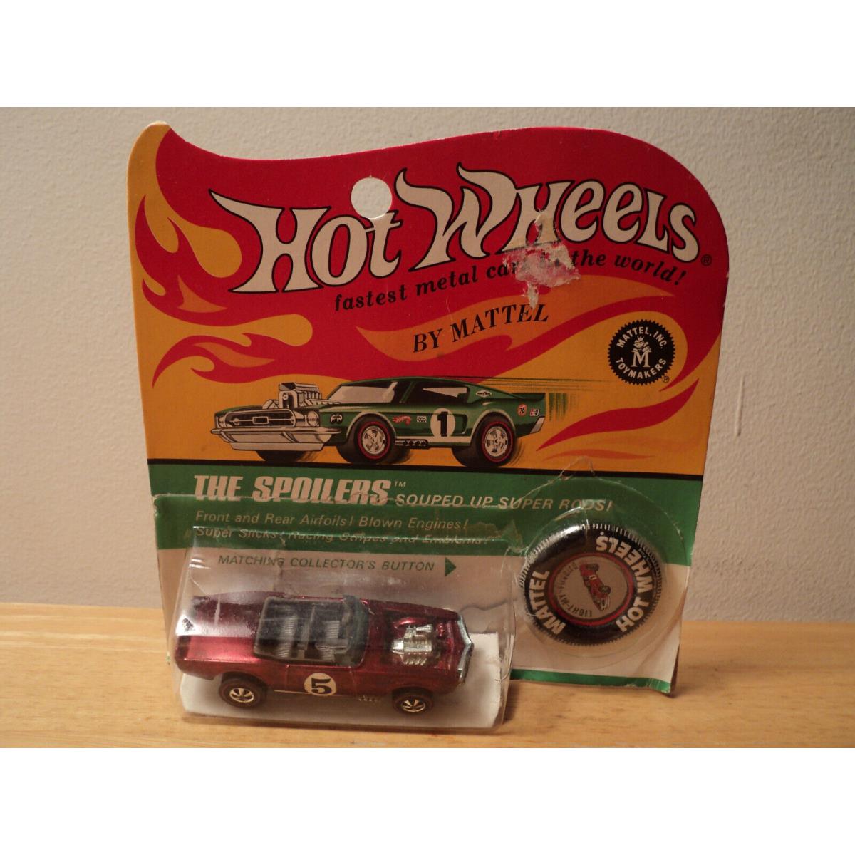 1967 Hot Wheels Light-my-firebird 5 Red/brown Carded with Button + Protector