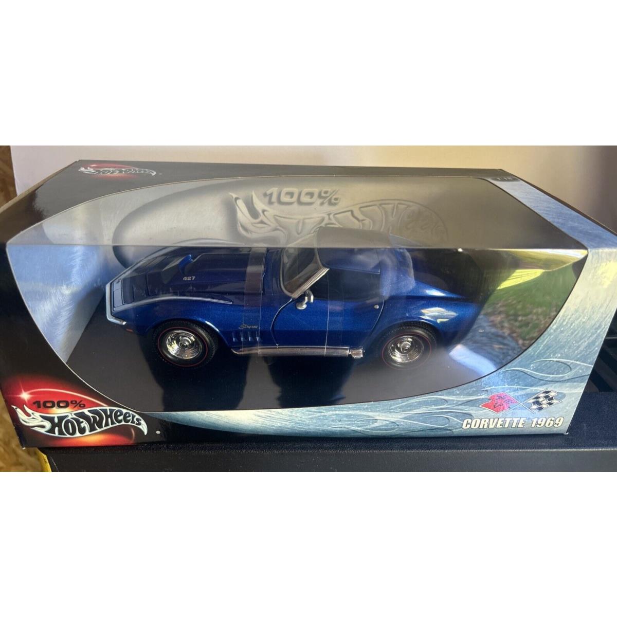 Hot Wheels 1969 Corvette Stingray Modified 1:18 Scale Diecast Blue 2001