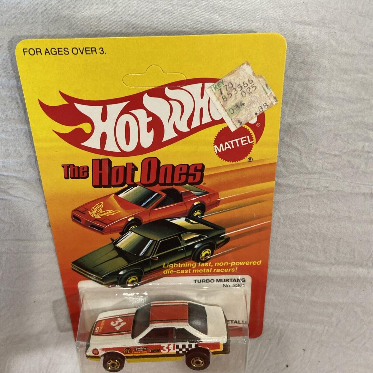 1983 Hot Wheels The Hot Ones Turbo Mustang 3361 on Blister Card Unpunched