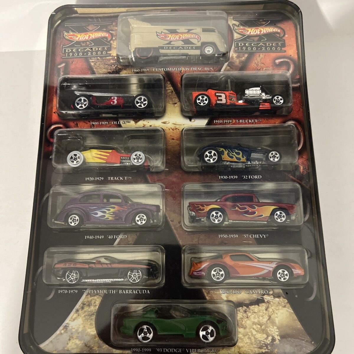 Hot Wheels Decades 1900-2000 Tin Car Set 10 Cars