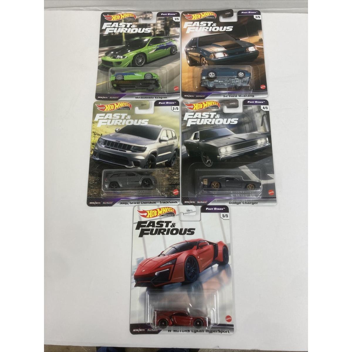 Hot Wheels 2021 Premium Fast Furious L Fast Stars Complete 5 Car Set Fresh