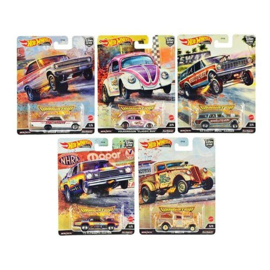 Car Culture 2022 Dragstrip Demons Complete Set of 5 Diecast Vehicles Bundle