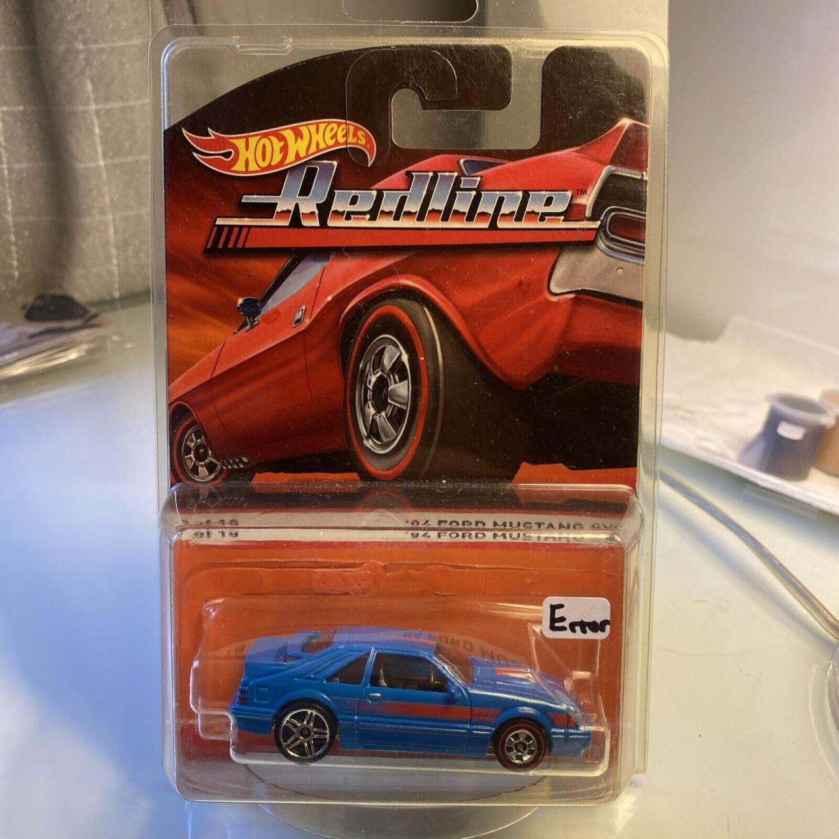 Error Hot Wheels Redline Series `84 Ford Mustang SV0 9/18 Blue Metal 2015 PR5