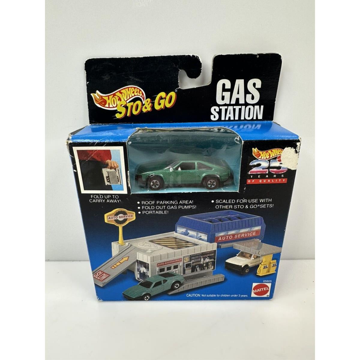 Vintage 1993 Hot Wheels Sto Go Gas Station 82 Toyota Supra Green Htf