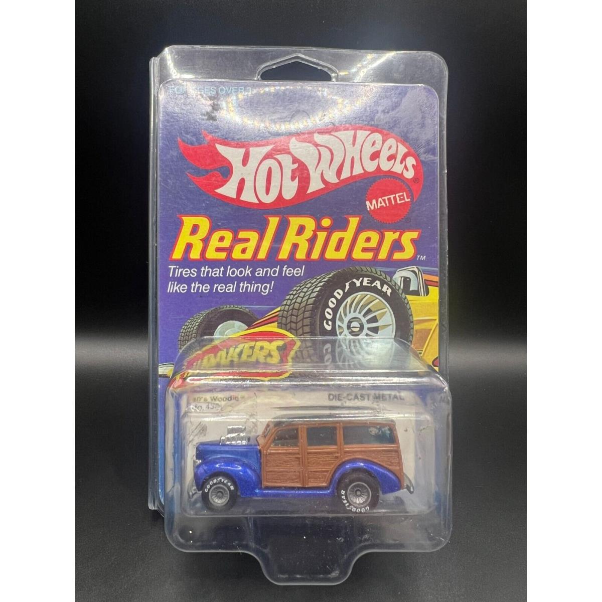 Hot Wheels Vintage 40s Woodie Blue Grayhub Real Riders On Card Unpunched